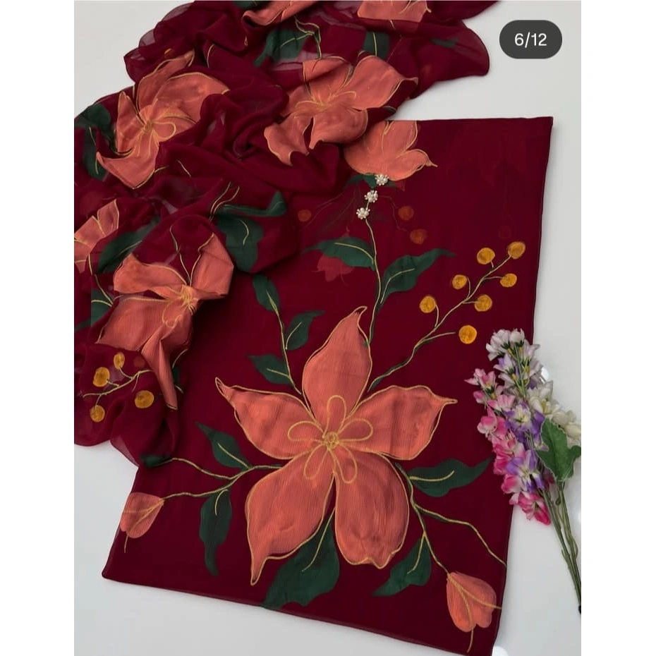 China Silk Handprint 13 Digital Hand Printed Silk 3pc - Image 1