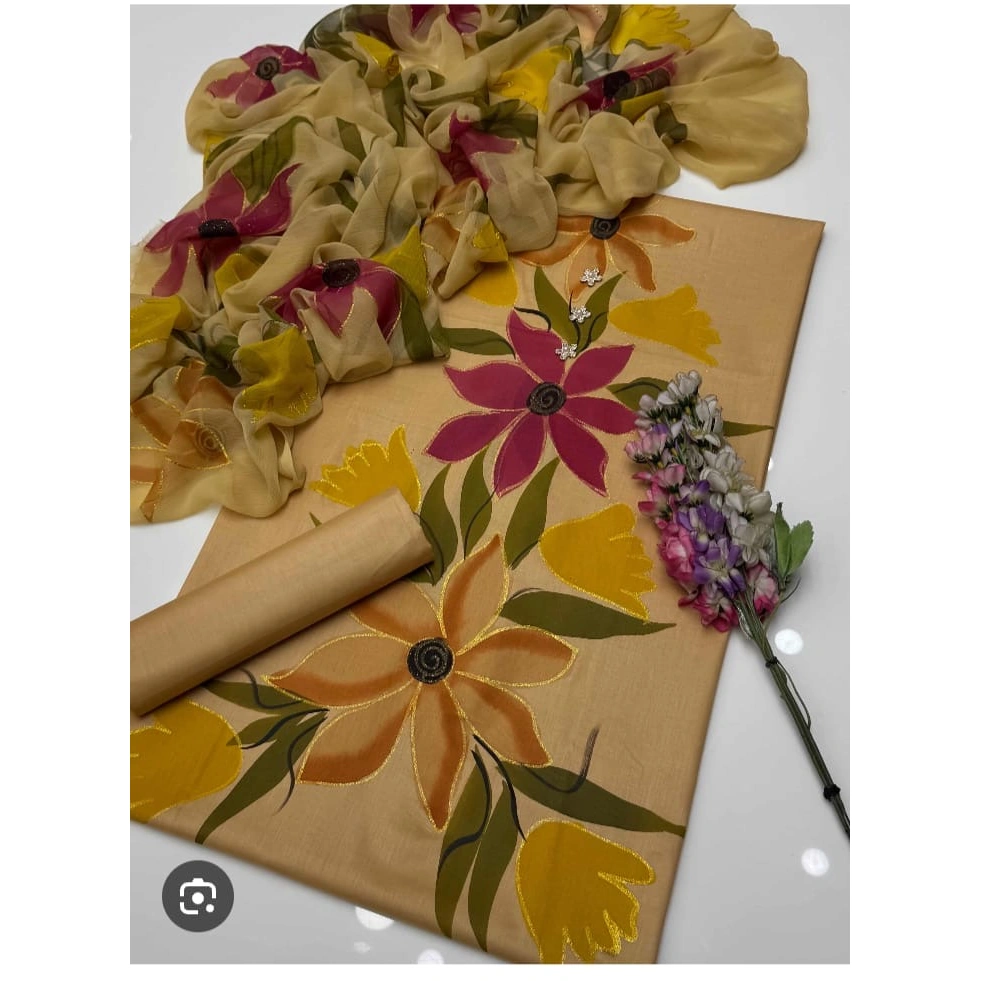 China Silk Handprint 21 Digital Hand Printed Silk 3pc - Image 1