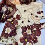 Digital Printed Floral Silk  3pc
