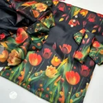 Digital Printed Floral Silk  3pc