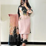 Digital Printed Floral Silk  3pc