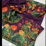 Digital Printed Floral Silk  3pc