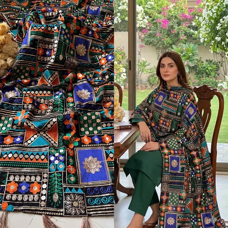Khaddar shawls 07 Signature Embroidery Khaddar shawl - Image 1