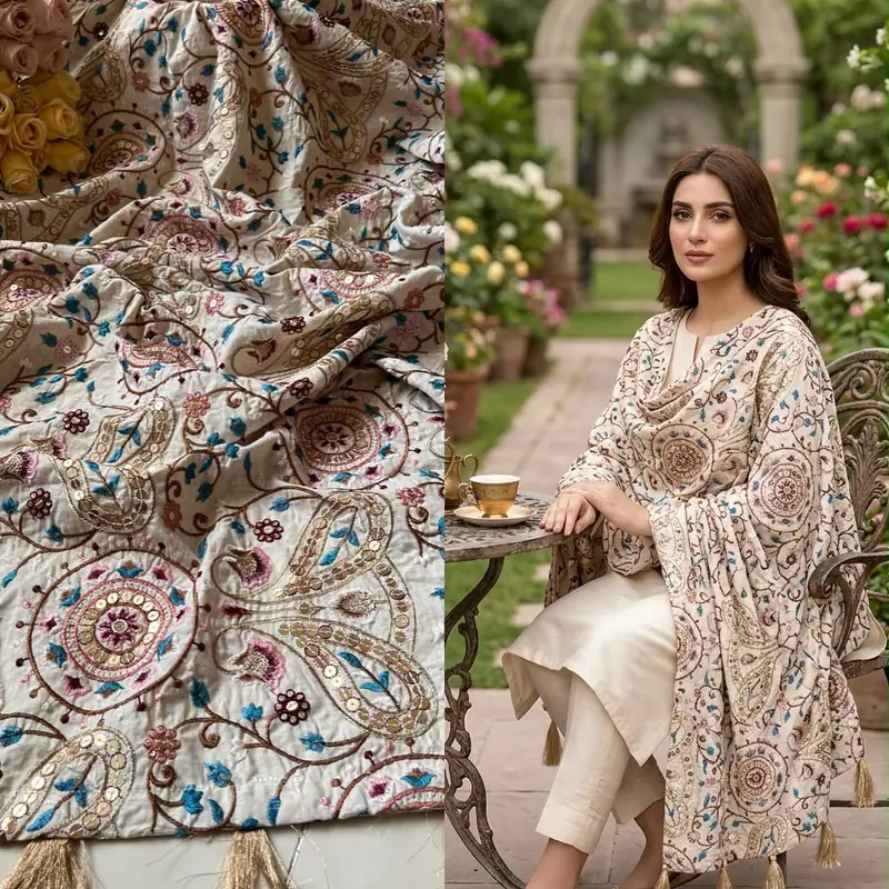 Khaddar shawls 10 Signature Embroidery Khaddar shawl - Image 1
