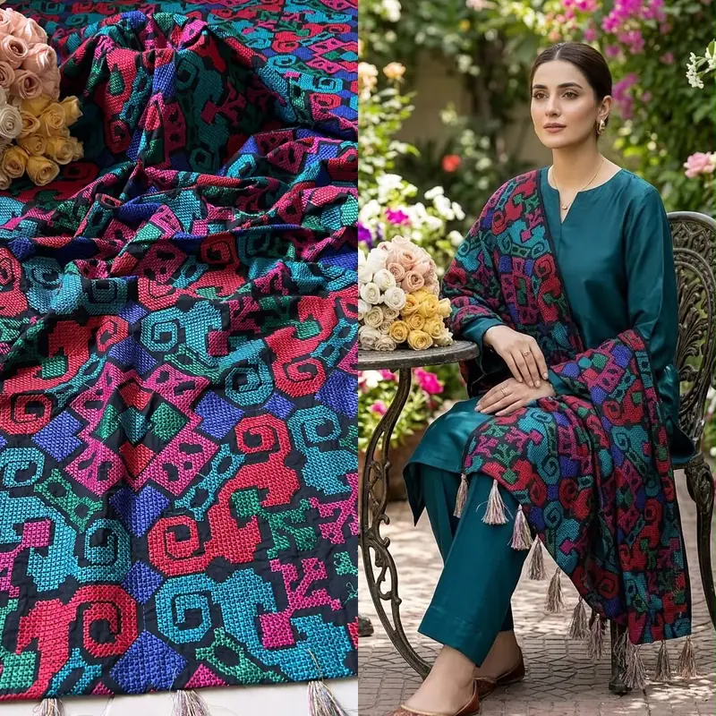 Khaddar shawls 12 Signature Embroidery Khaddar shawl - Image 1