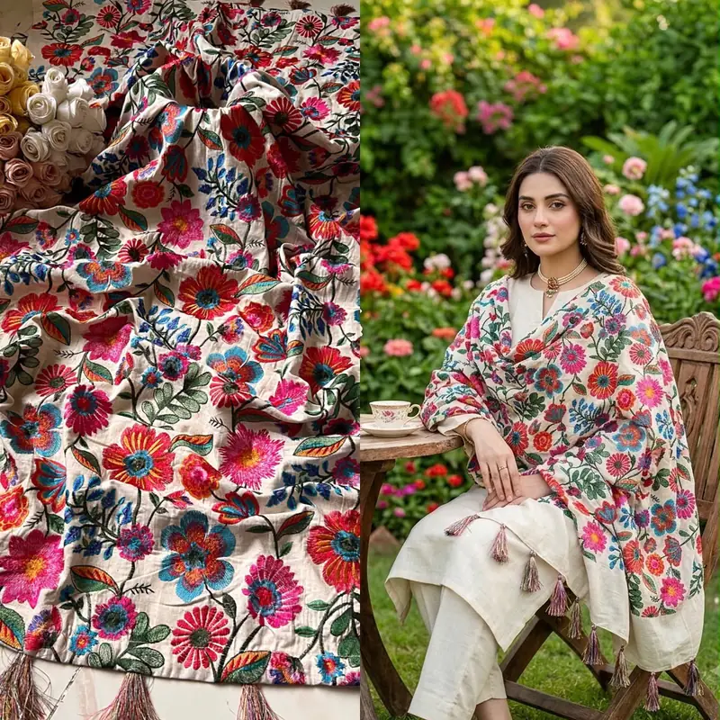 Khaddar shawls 16 Signature Embroidery Khaddar shawl - Image 1