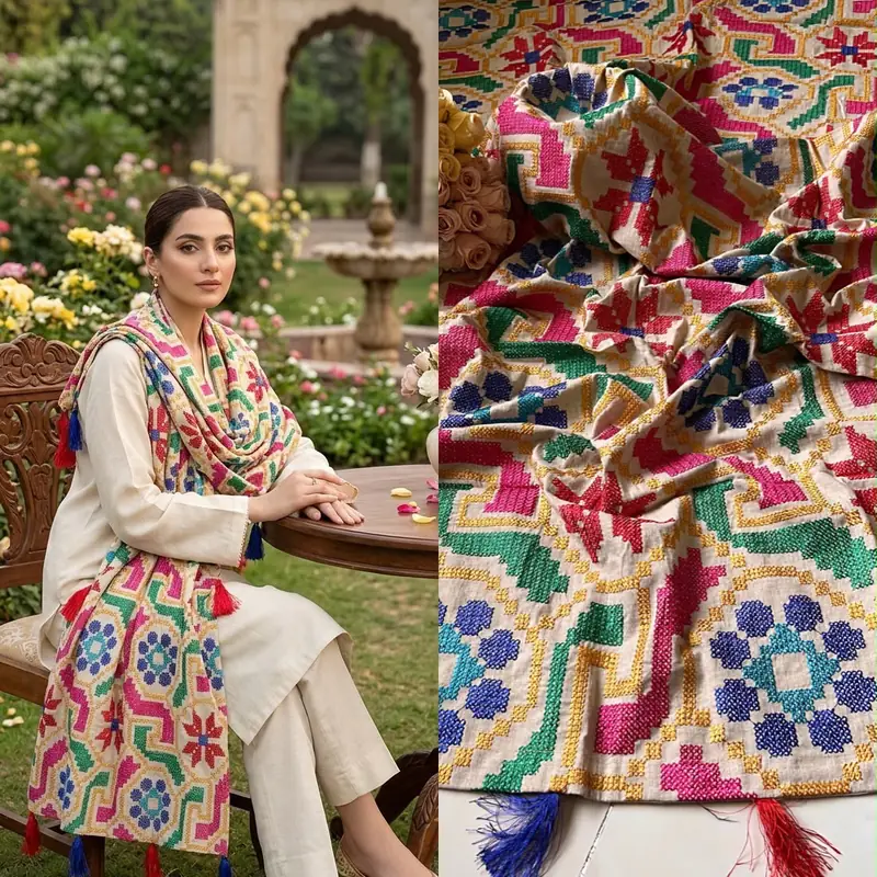 Khaddar shawls 18 Signature Embroidery Khaddar shawl - Image 1