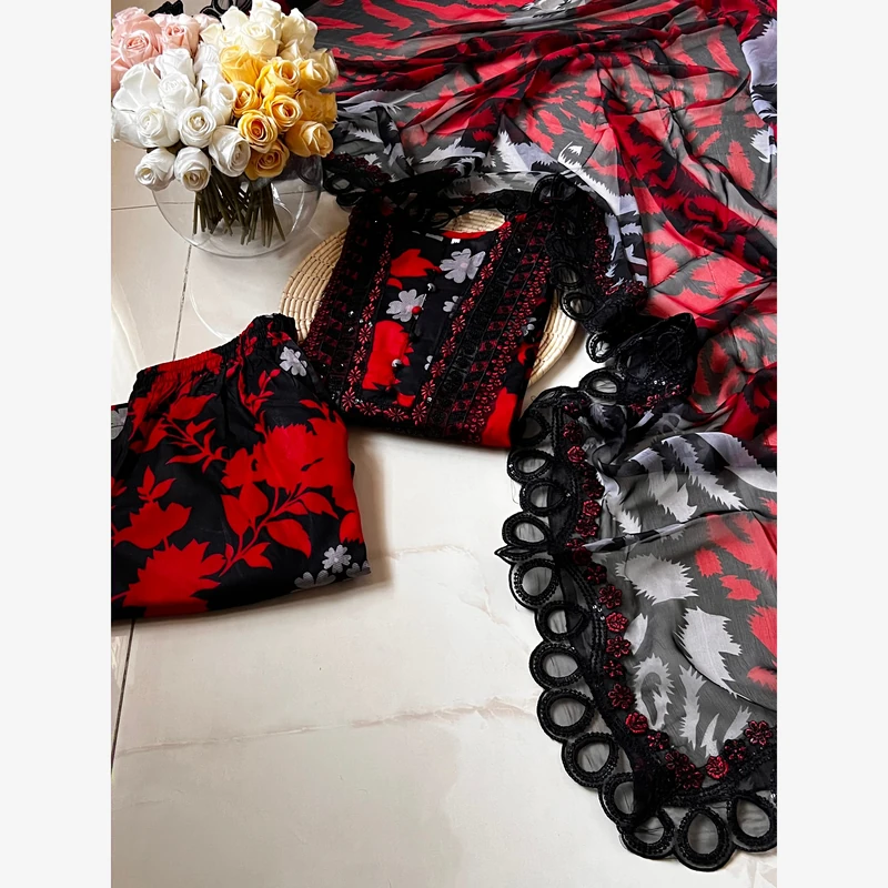 Ready to wear lawn 22 Stitched Ready-To-Wear Lawn 3pc Embroidered - Image 1