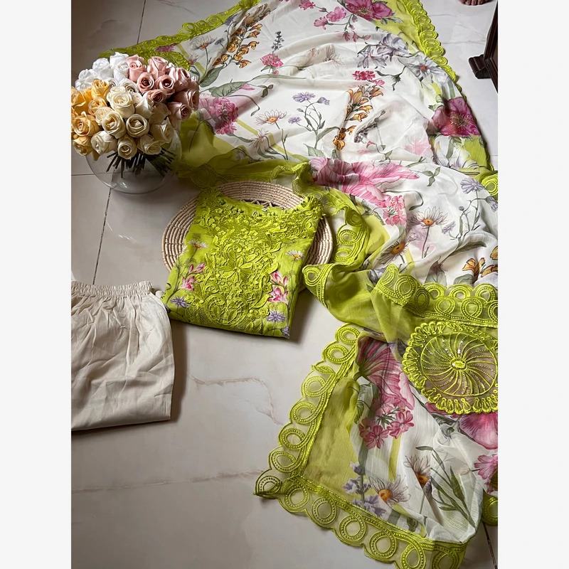 Ready to wear lawn 30 Stitched Ready-To-Wear Lawn 3pc Embroidered - Image 1