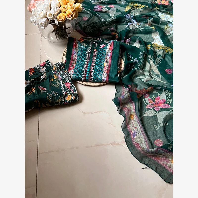 Ready to wear lawn 44 Stitched Ready-To-Wear Lawn 3pc Embroidered - Image 1
