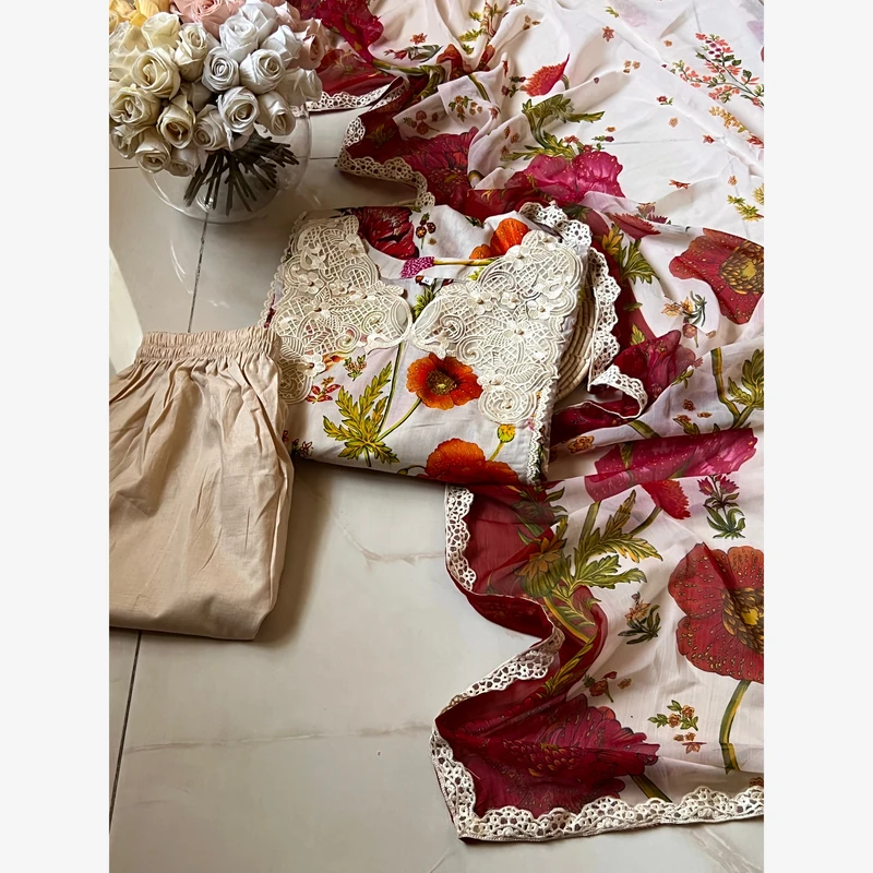 Ready to wear lawn 52 Stitched Ready-To-Wear Lawn 3pc Embroidered - Image 1