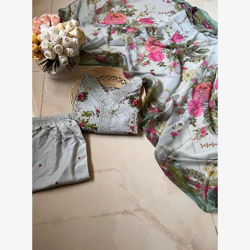 Ready to wear lawn 53 Stitched Ready-To-Wear Lawn 3pc Embroidered - Image 1