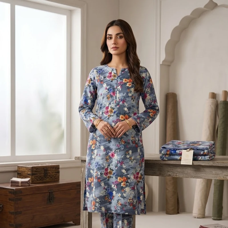 cotton 2 Pcs Unstitched Printed 06 Cotton 2 Pcs Women's Unstitched Printed Suit - Image 1